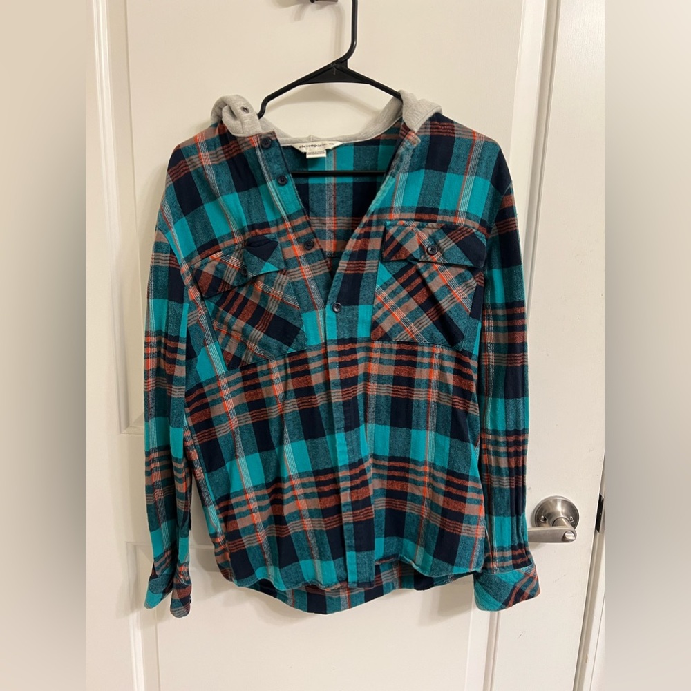 Men’s Eleven Paris Blue Flannel Hoodie in Medium